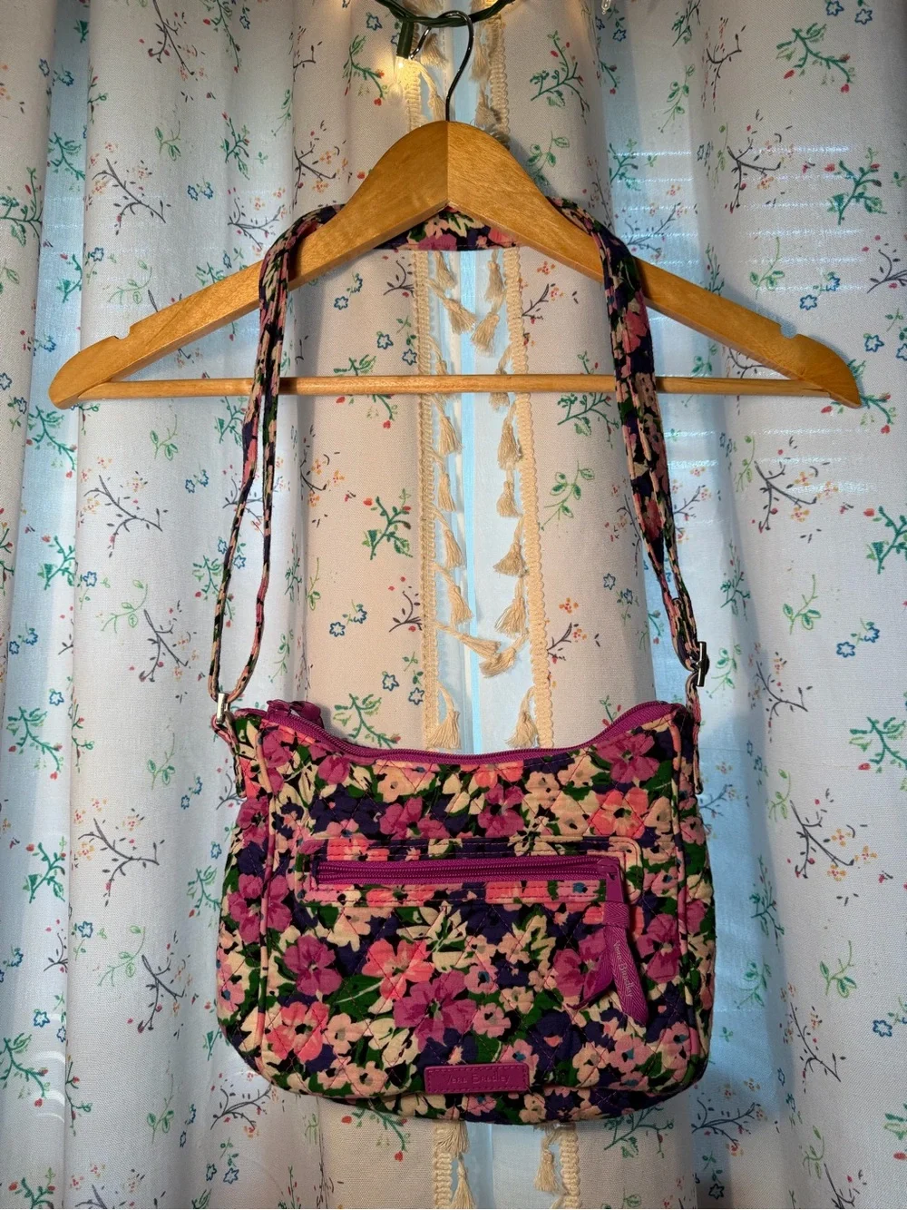 Vera Bradley Floral Crossbody Shoulder Bag - Pink & Black